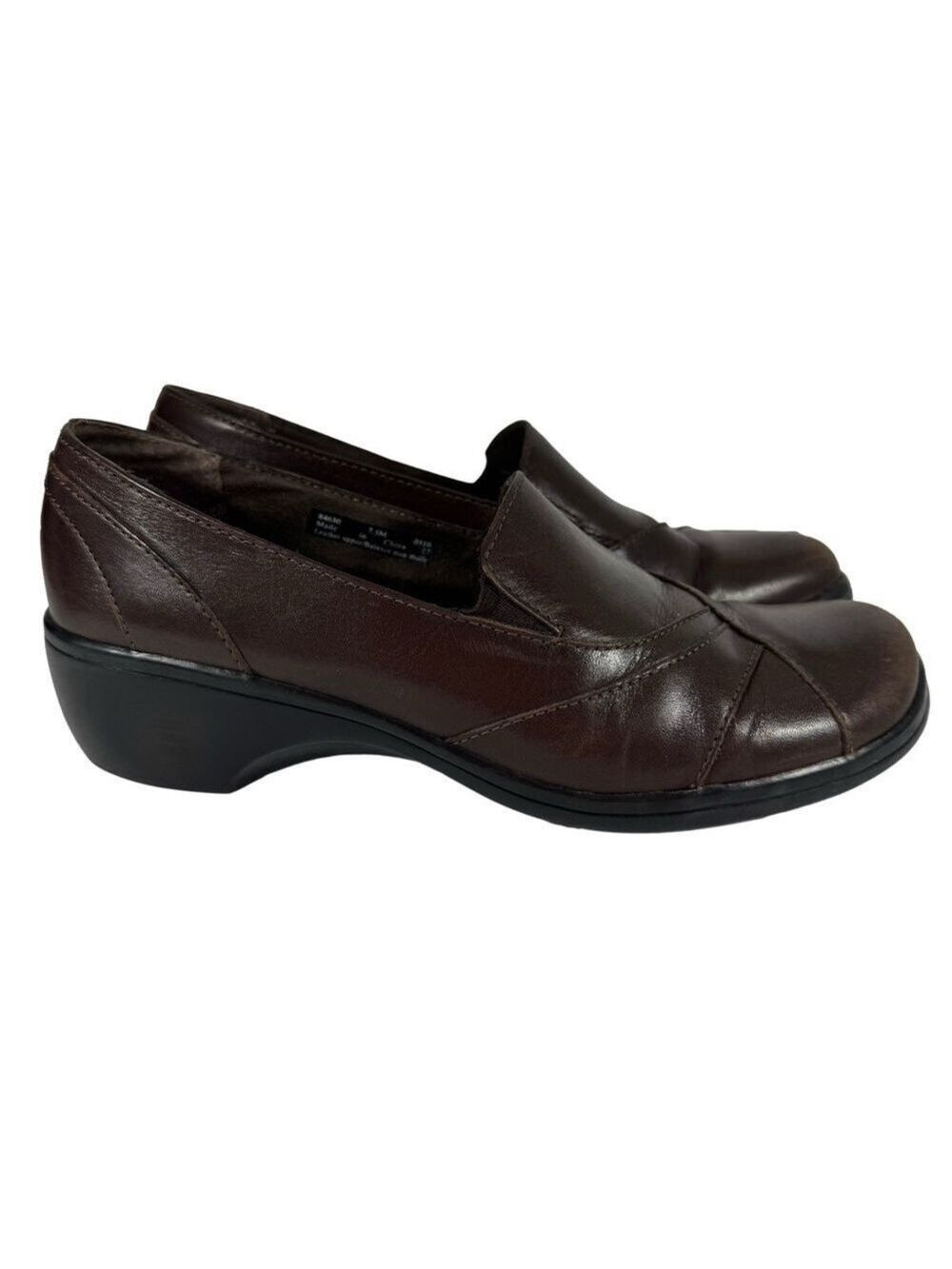 Clarks Leather Slide On Shoes Womens 7.5 Chocolate Brown Comfort Casual GUC